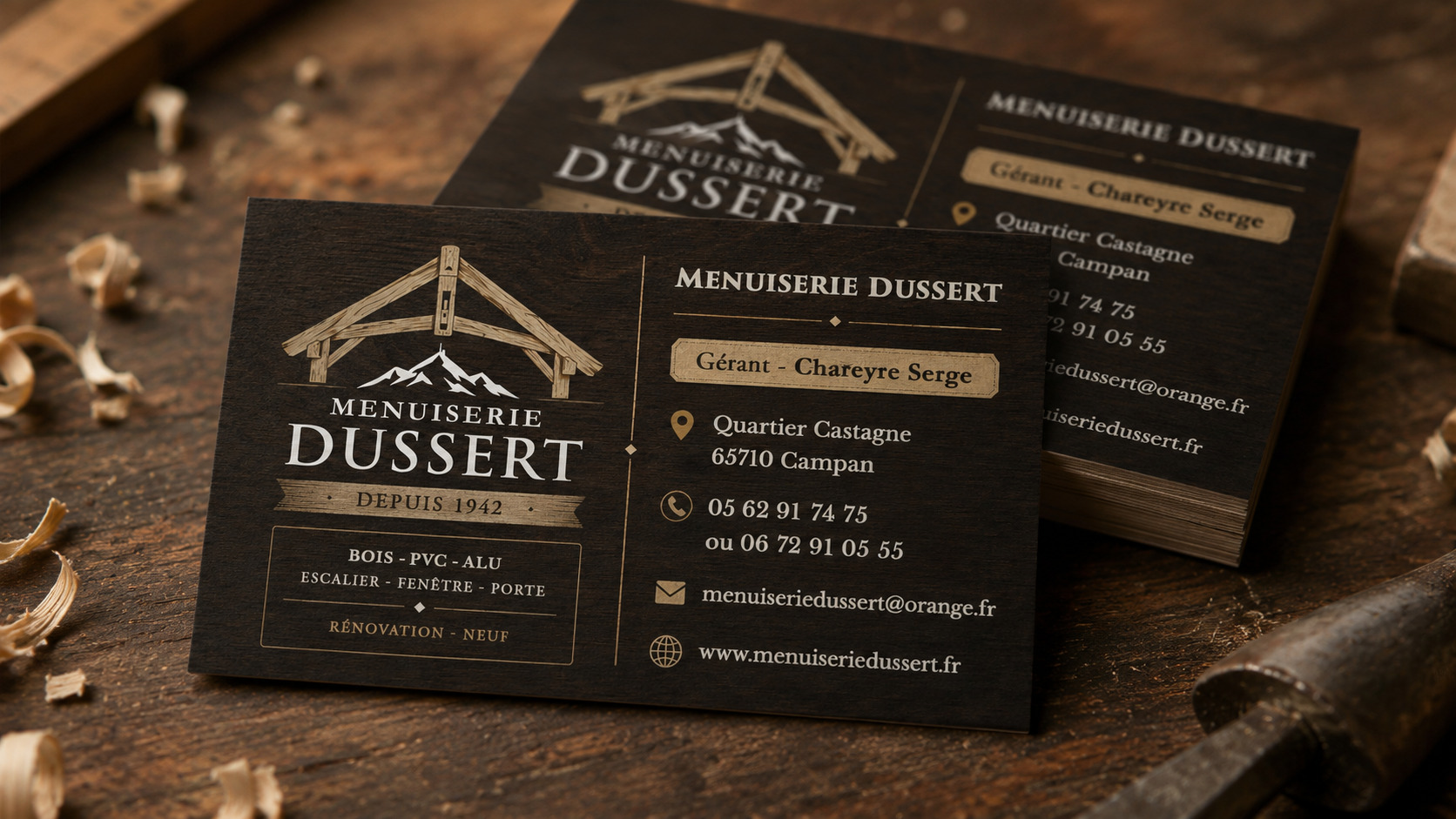 Cartes de visite menuiserie dussert