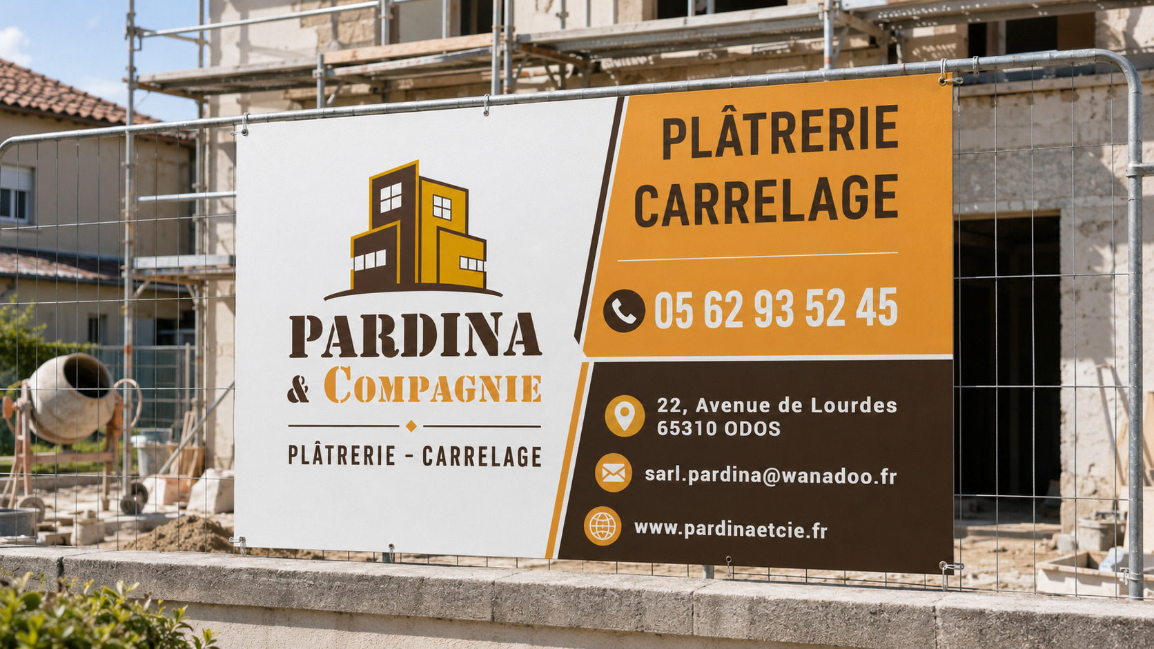 Panneaux de chantier de l'entreprise Pardina et Compagnie